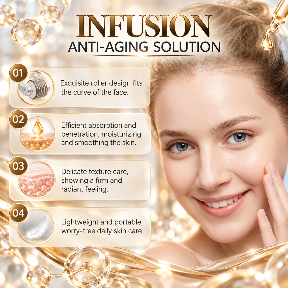Hyaluronic Acid Microneedle Facial Roller Skincare Set