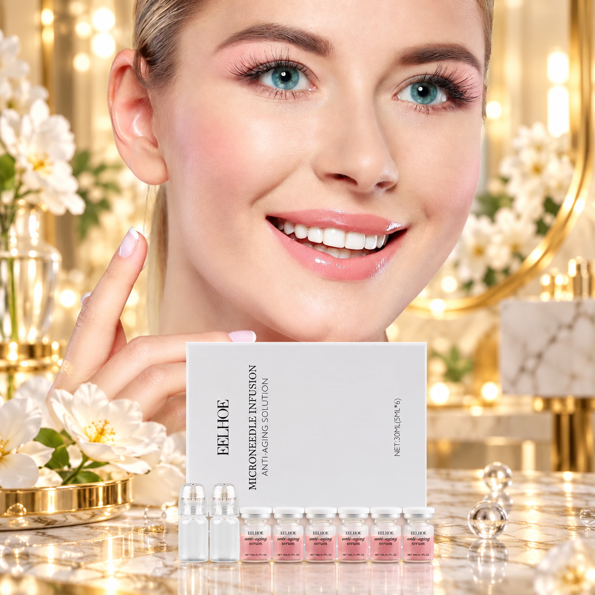 Hyaluronic Acid Microneedle Facial Roller Skincare Set