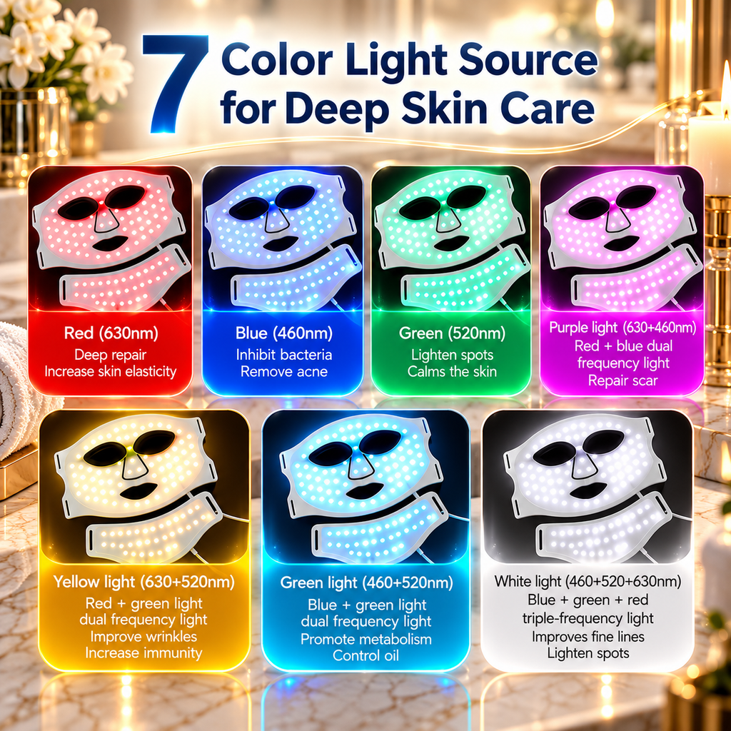 7-Color LED Silicone Face &amp; Neck Mask