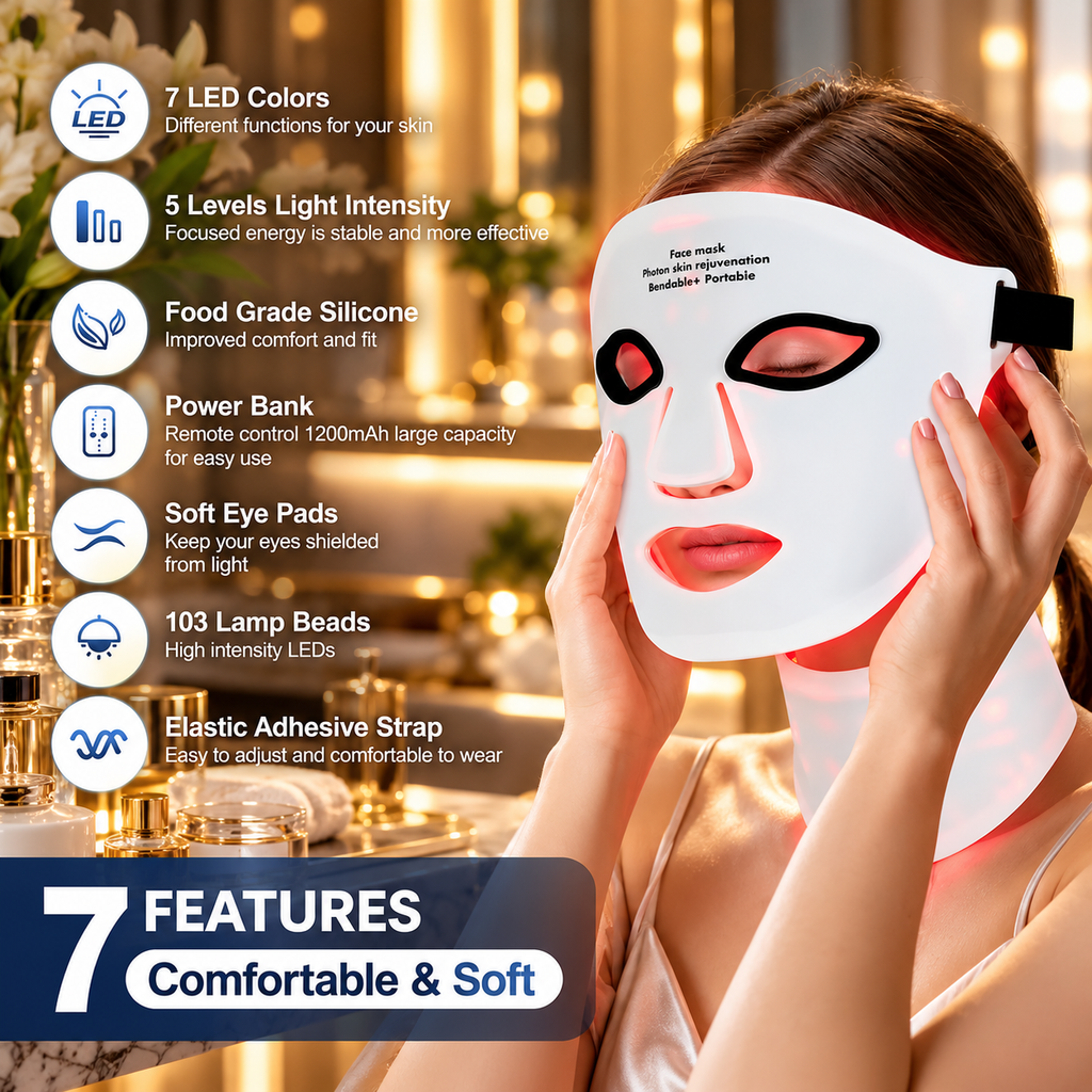 7-Color LED Silicone Face &amp; Neck Mask