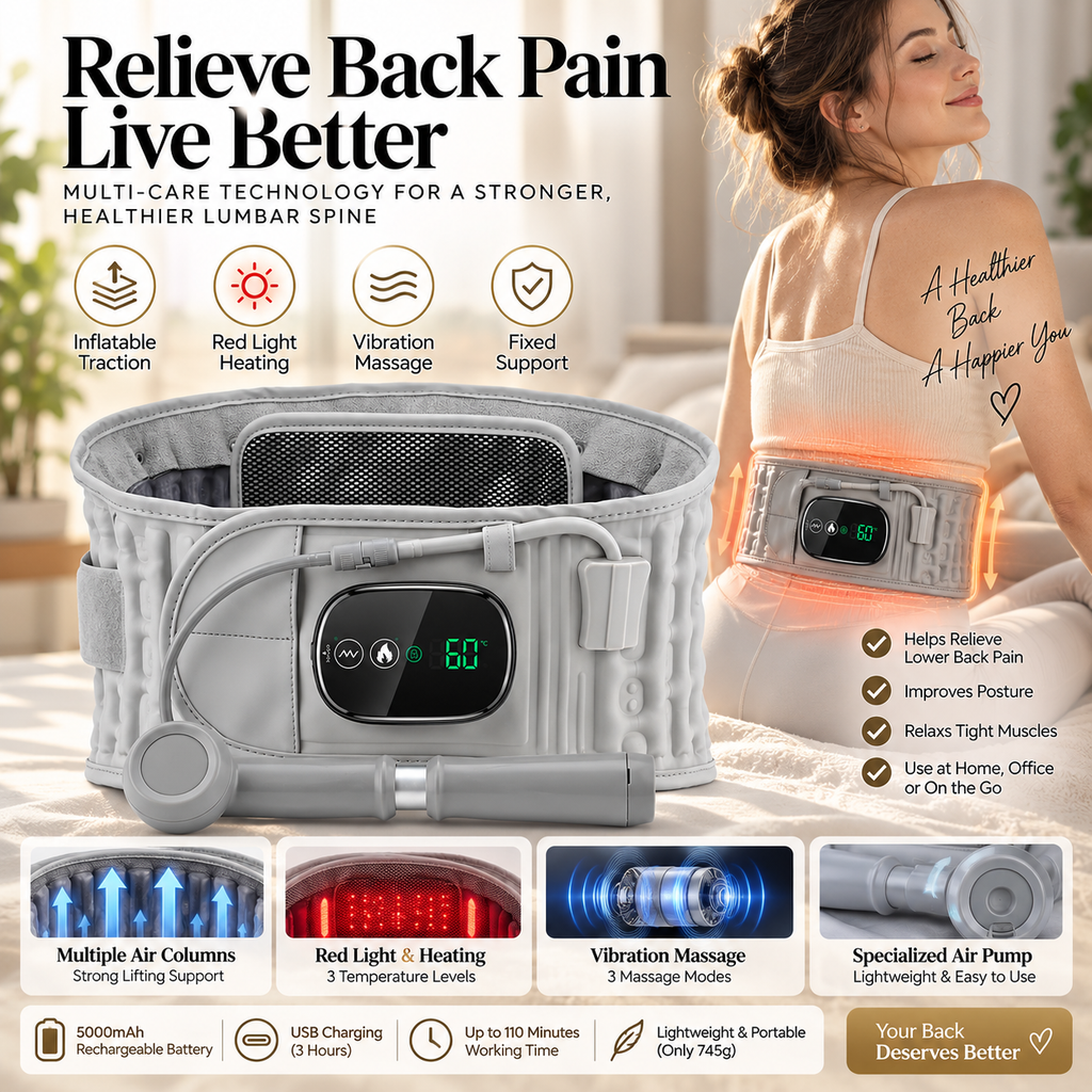Rechargeable Heated Inflatable Lumbar Traction Belt