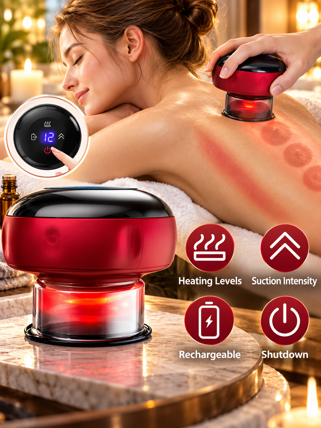Electric Cupping Massage Therapy Device – Heating, Suction & Body Massage