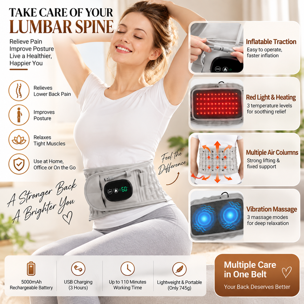 Rechargeable Heated Inflatable Lumbar Traction Belt