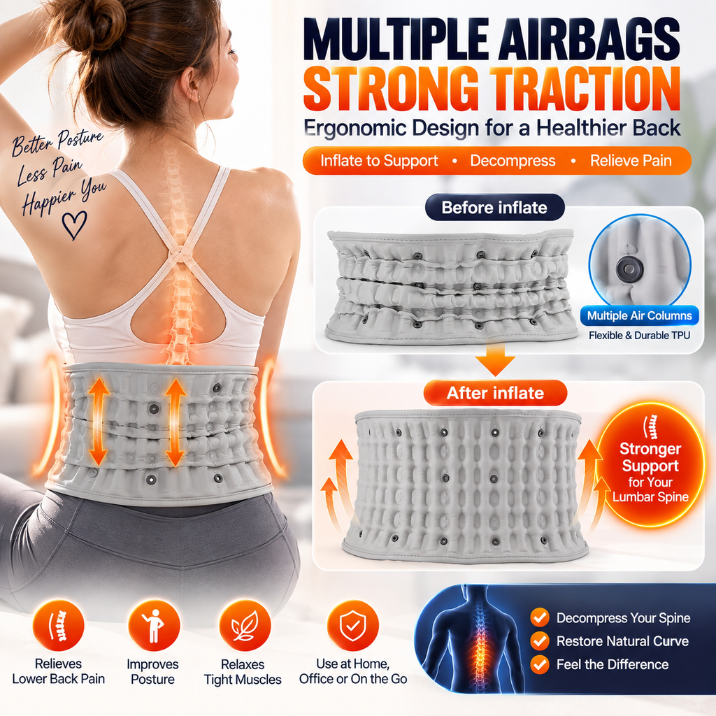 Rechargeable Heated Inflatable Lumbar Traction Belt