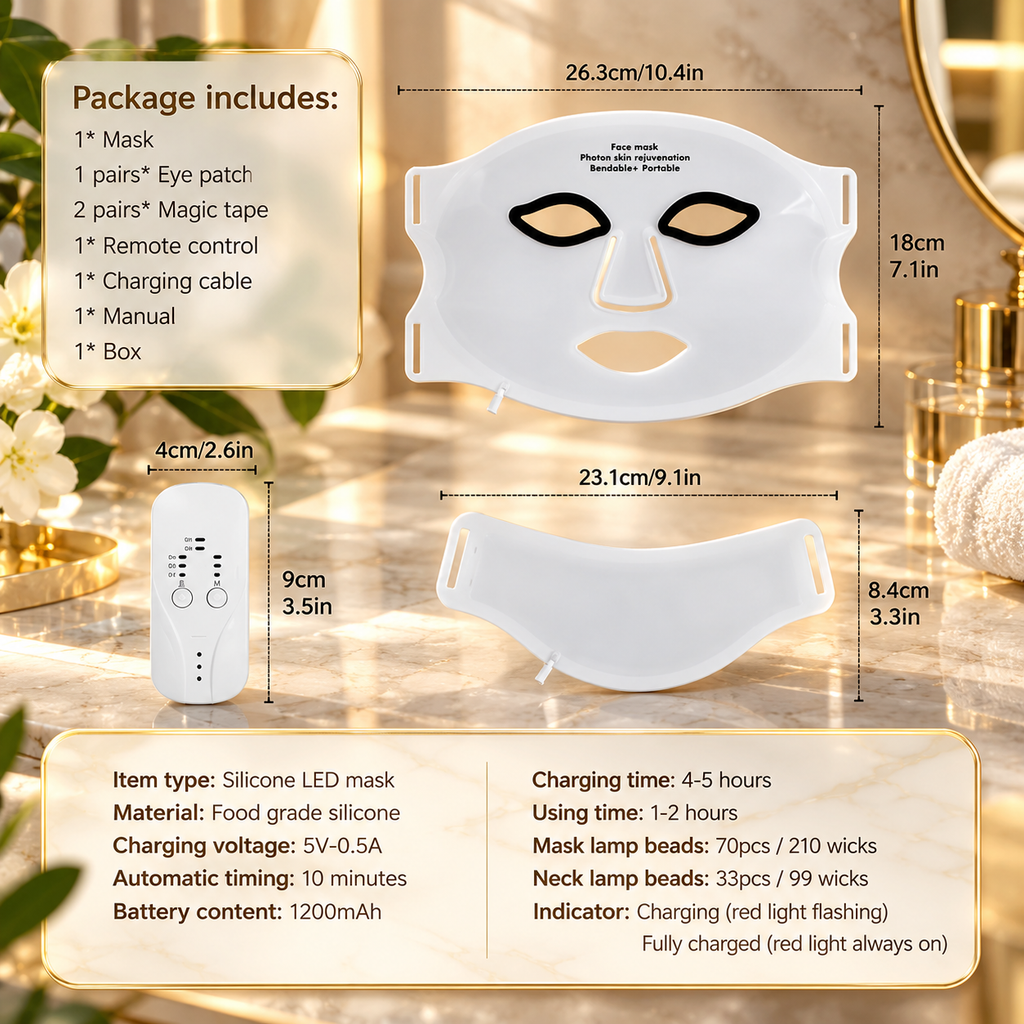 7-Color LED Silicone Face &amp; Neck Mask