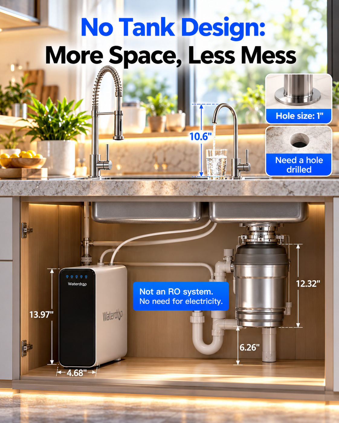 Refurbished Waterdrop 0.01 Micron Under Sink Water Filter System