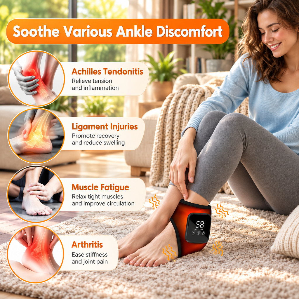 Cordless Heated Ankle Massager – 3 Heat Levels & Vibration