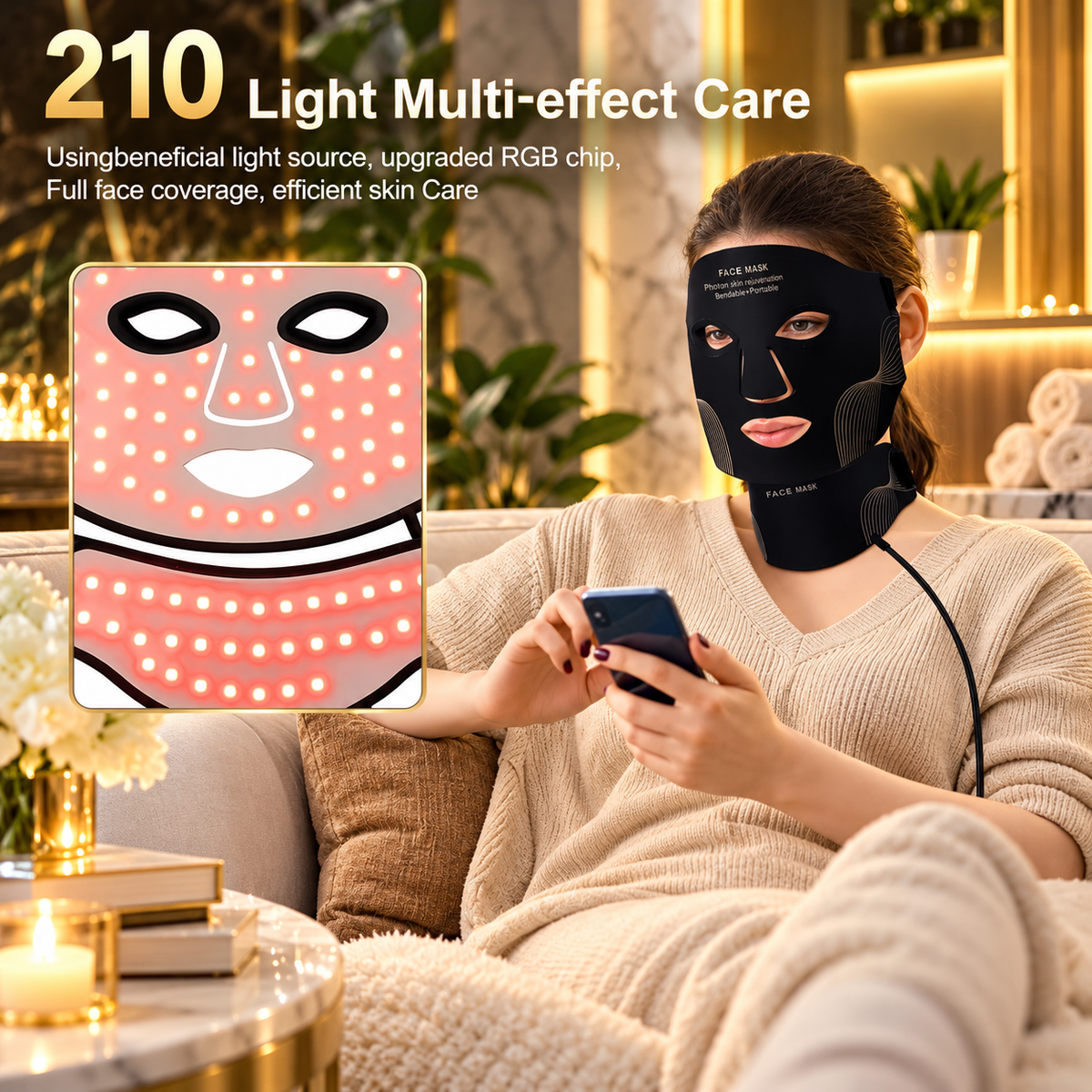 7-Color LED Silicone Face &amp; Neck Mask
