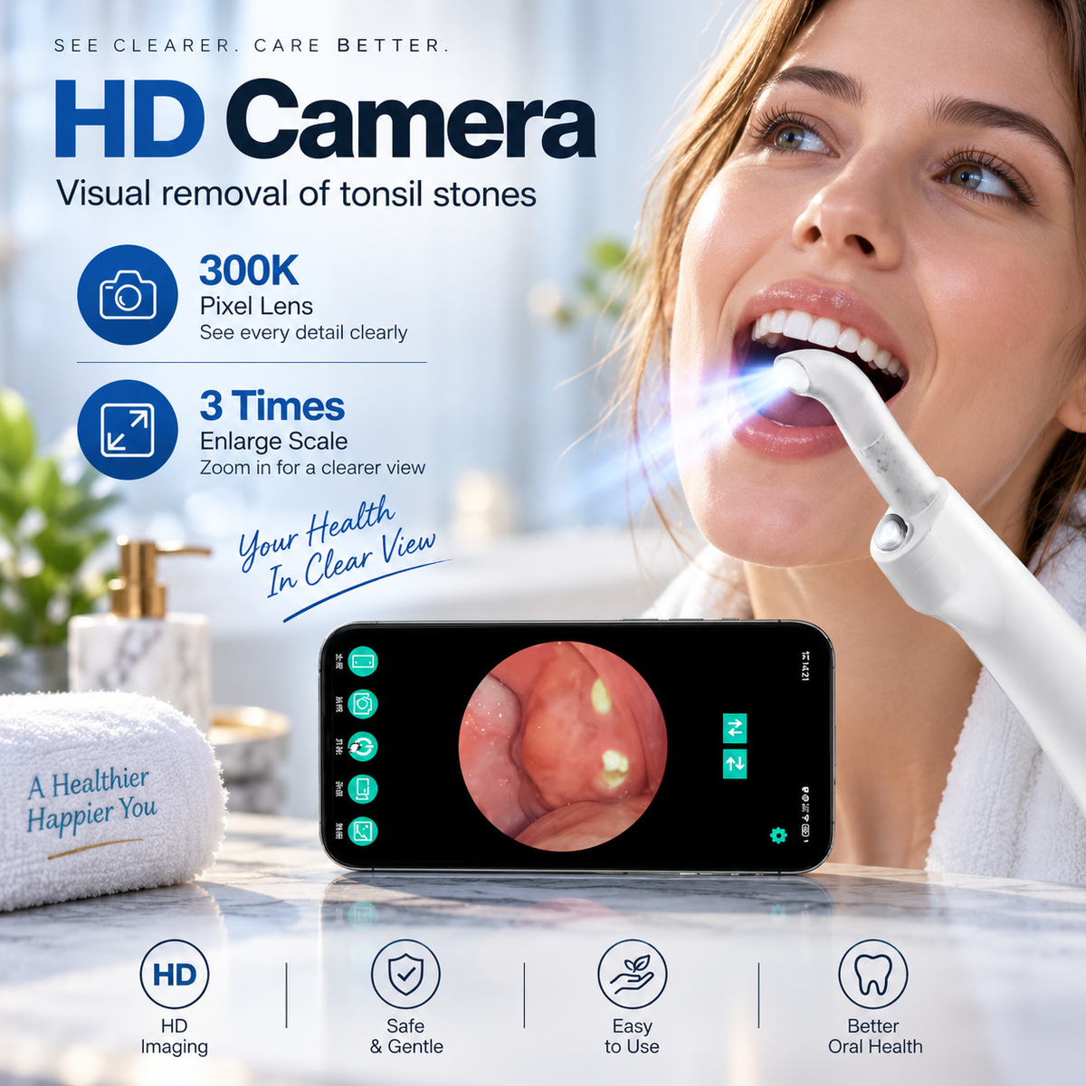 HD Visual Electric Tonsil Stone Remover Kit