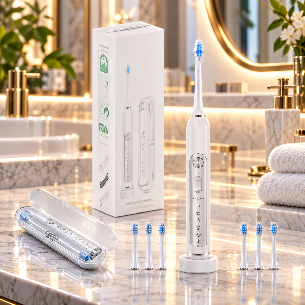 SUBORT S7 Sonic Electric Toothbrush – 5 Modes, 38,000 Vibrations/Min, IPX7 Waterproof, 6 Brush Heads