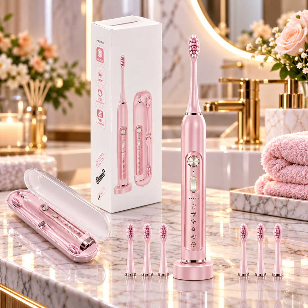 SUBORT S7 Sonic Electric Toothbrush – 5 Modes, 38,000 Vibrations/Min, IPX7 Waterproof, 6 Brush Heads